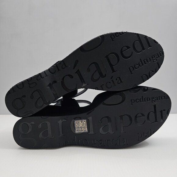 Pedro Garcia Domiel Platform Wedge Sandal Womens EU 40 Black Suede Chunky NEW - Picture 11 of 13